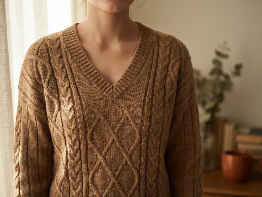sweter z dekoltem w serek