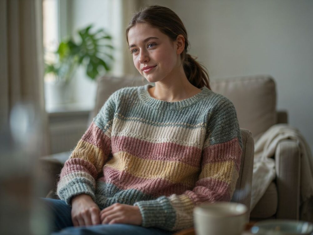 sweter z okrągłym dekoltem